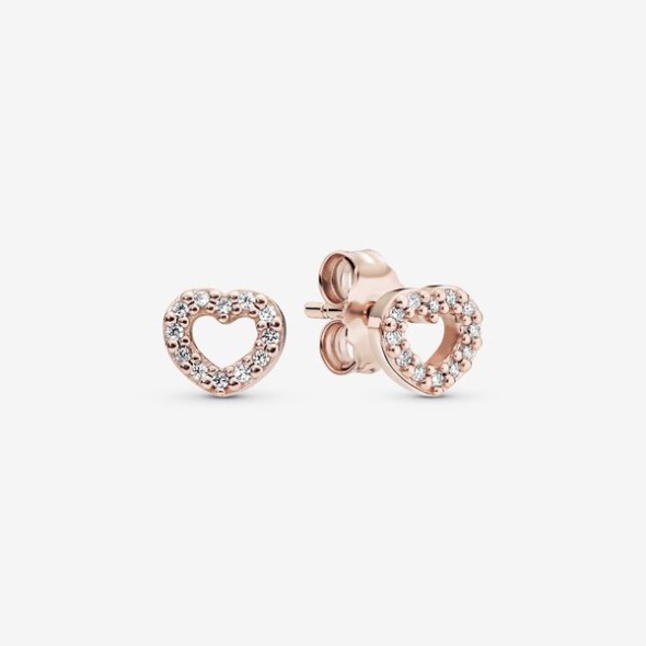 Open Heart Stud Earrings Pandora Australia Rose Gold Plated